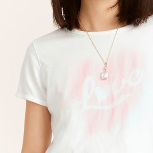 J Crew Love T-shirt Fitted broken-in jersey Cotton Crewneck White Pink